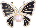 Butterfly Crystal Rhinestone Brooch Pin for Women Colorful Glitter Pearl Bead Lapel Pins Hats Clothes Dress Accessories Jewelry