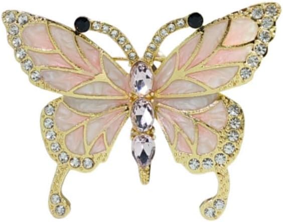Butterfly Crystal Rhinestone Brooch Pin for Women Colorful Glitter Pearl Bead Lapel Pins Hats Clothes Dress Accessories Jewelry