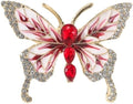 Butterfly Crystal Rhinestone Brooch Pin for Women Colorful Glitter Pearl Bead Lapel Pins Hats Clothes Dress Accessories Jewelry