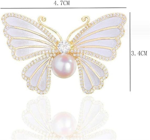 Butterfly Crystal Rhinestone Brooch Pin for Women Colorful Glitter Pearl Bead Lapel Pins Hats Clothes Dress Accessories Jewelry