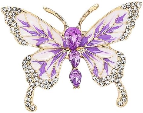 Butterfly Crystal Rhinestone Brooch Pin for Women Colorful Glitter Pearl Bead Lapel Pins Hats Clothes Dress Accessories Jewelry