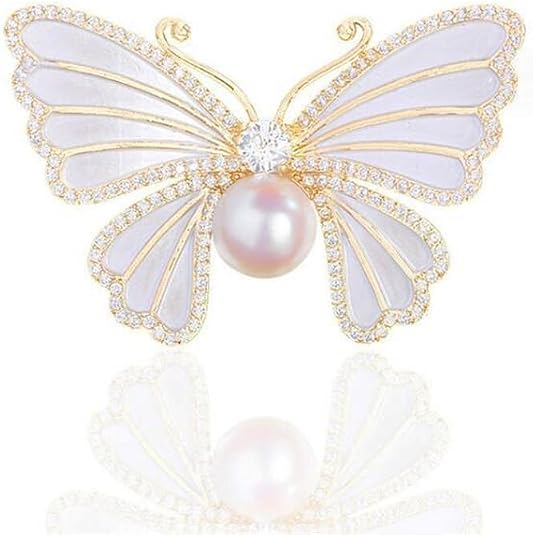 Butterfly Crystal Rhinestone Brooch Pin for Women Colorful Glitter Pearl Bead Lapel Pins Hats Clothes Dress Accessories Jewelry