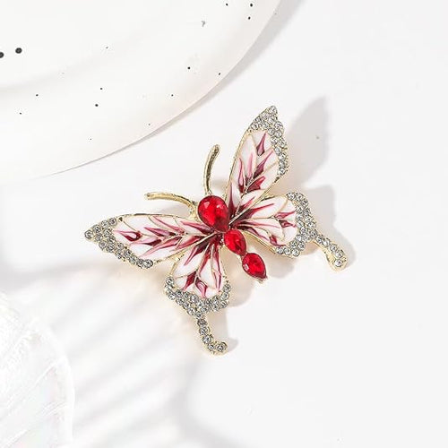 Butterfly Crystal Rhinestone Brooch Pin for Women Colorful Glitter Pearl Bead Lapel Pins Hats Clothes Dress Accessories Jewelry