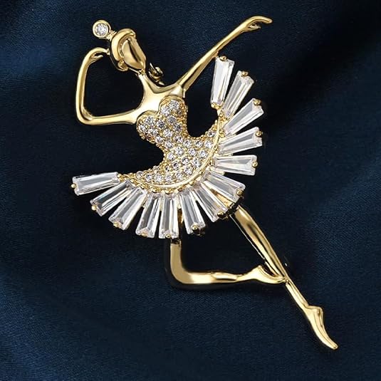 Musical Note Brooch for Women Ballerina Brooch for Dance Lovers Fashion Rhinestone Lapel Pin Jewelry Gift for Mom Wife