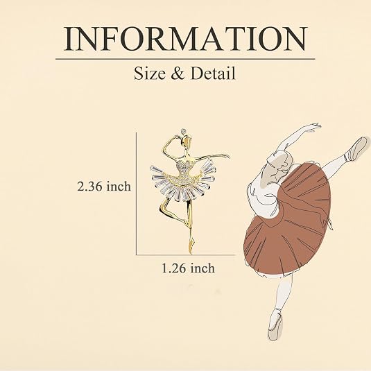 Musical Note Brooch for Women Ballerina Brooch for Dance Lovers Fashion Rhinestone Lapel Pin Jewelry Gift for Mom Wife
