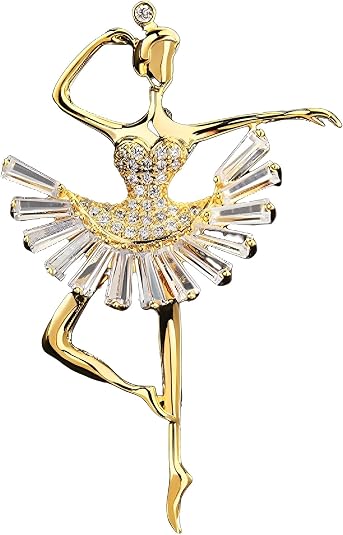 Musical Note Brooch for Women Ballerina Brooch for Dance Lovers Fashion Rhinestone Lapel Pin Jewelry Gift for Mom Wife
