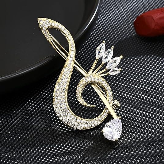 Musical Note Brooch for Women Ballerina Brooch for Dance Lovers Fashion Rhinestone Lapel Pin Jewelry Gift for Mom Wife